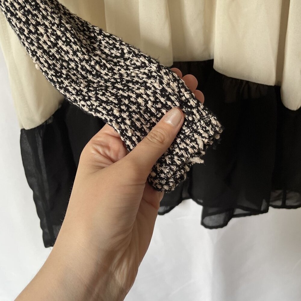 Entro black and white knit chiffon long sleeved sweater top casual women size S - Picture 4 of 7